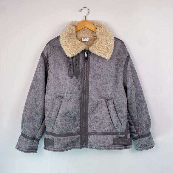 NWT Urban Outfitters BDG Stevie Aviator Coat Gray Small - Picture 3 of 8